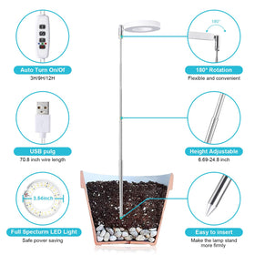 Height-adjustable halo light enabling precise placement for every plant