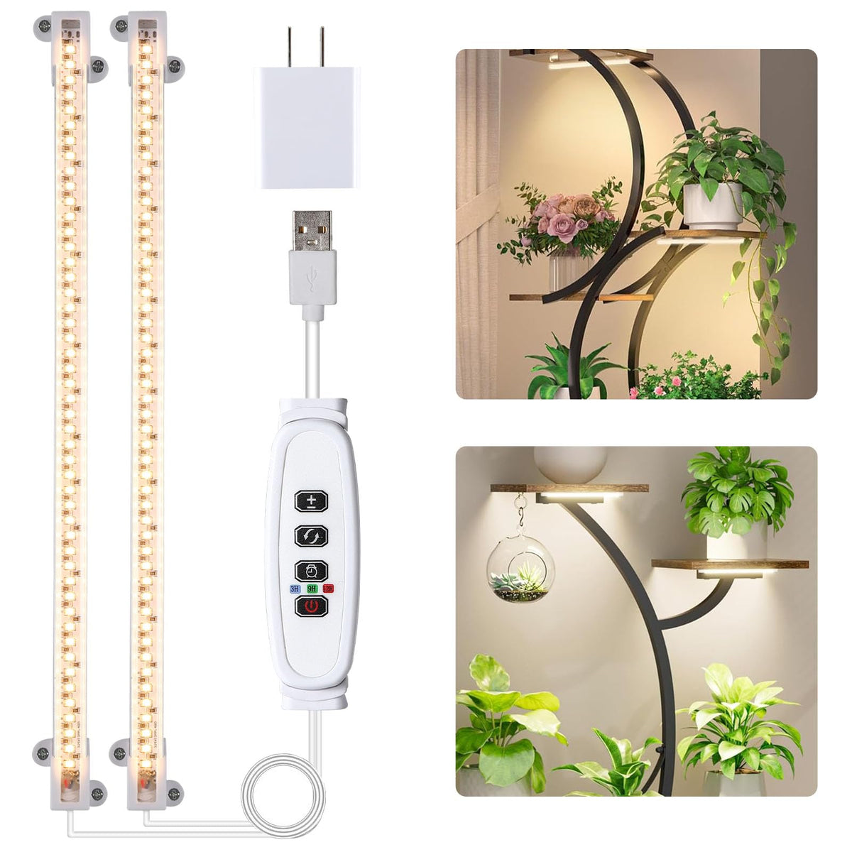 Hywyimlait LED grow light strips setup for easy indoor installation and compact shelf fit.