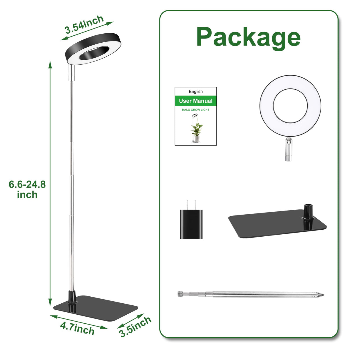 Hywyimlait Grow Light Base and Soil Insertion for flexible placement