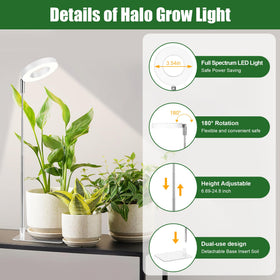 Hywyimlait white grow light base stand ensures stable setup for various pots.
