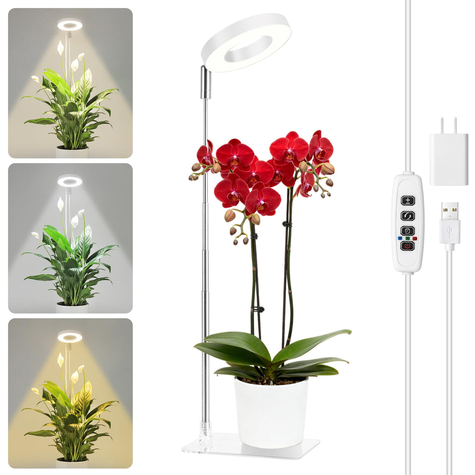 Hywyimlait white grow light with telescopic pole setup for versatile placement.