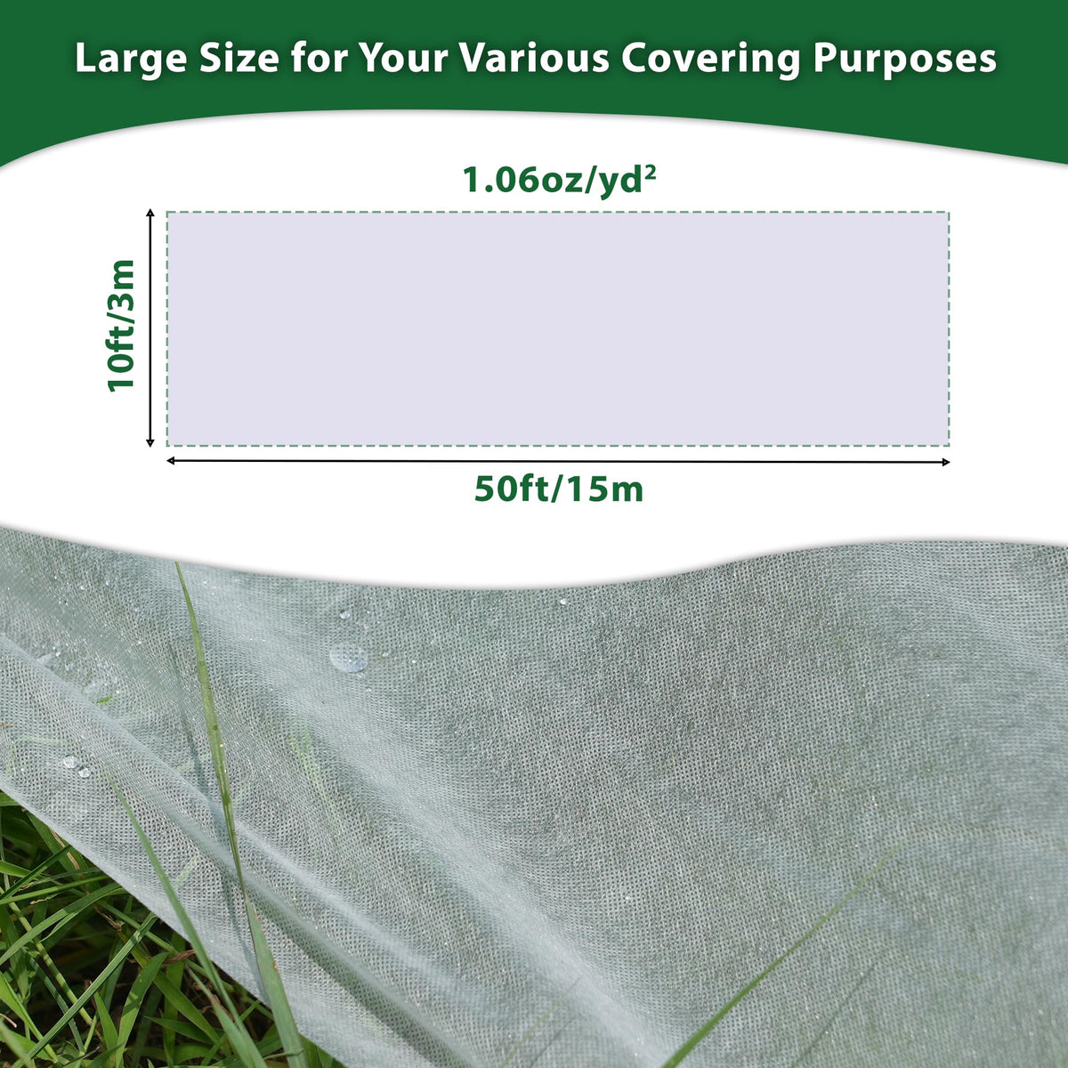 Hyxanons floating row cover fabric is thick and durable for seasonal protection.