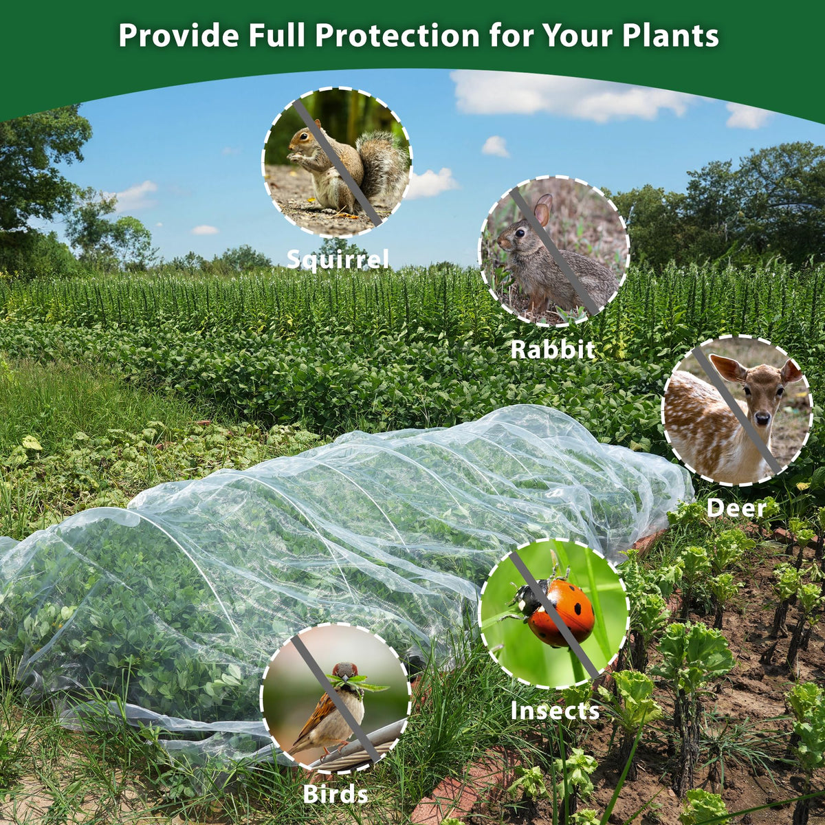 Hyxanons netting doubles as pool or pond cover for lightweight protection.