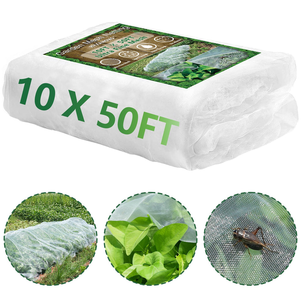 Hyxanons ultra-fine garden mesh netting over rows cover protects crops while allowing air.