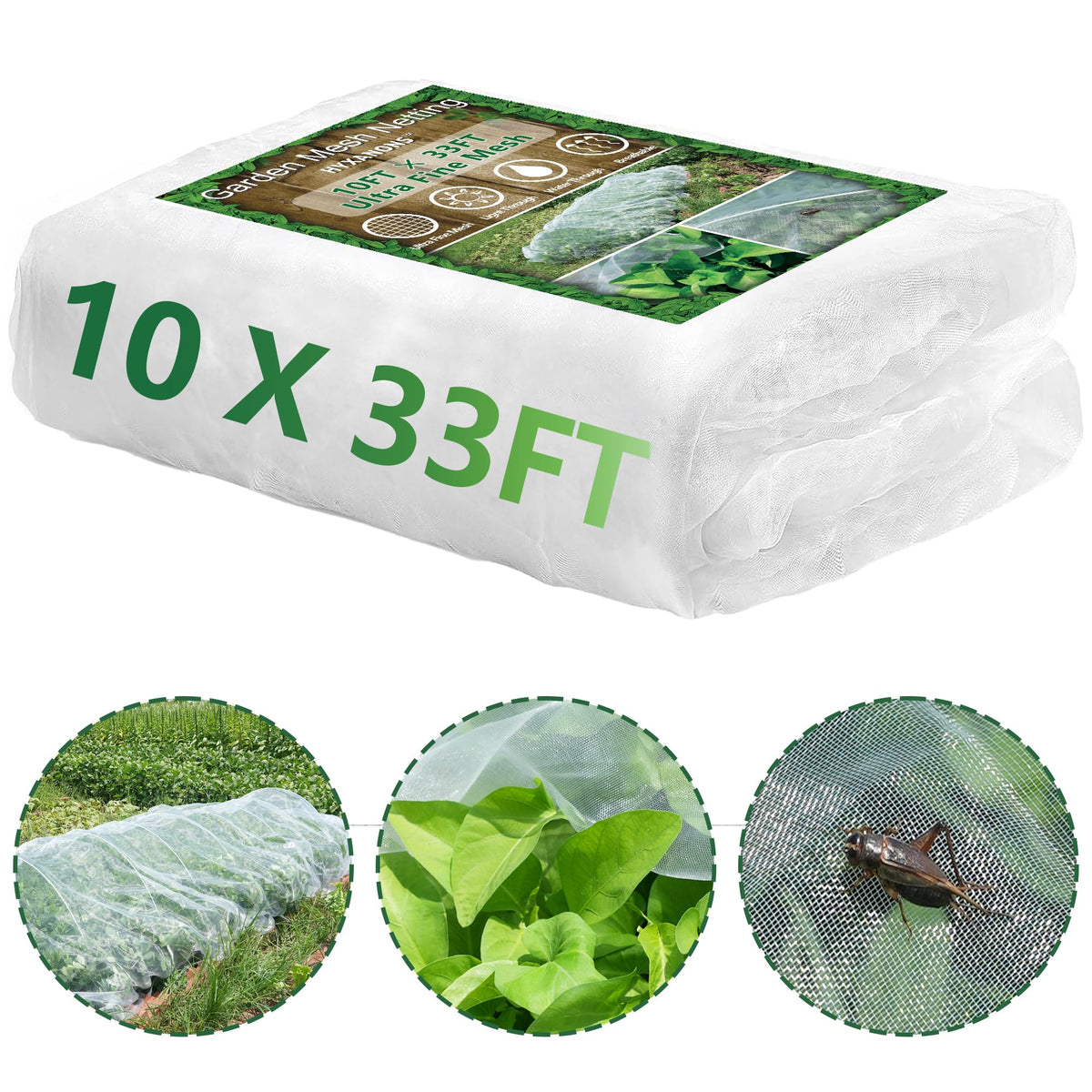 Hyxanons ultra-fine mesh netting 0.8x1mm shields crops while preserving airflow.