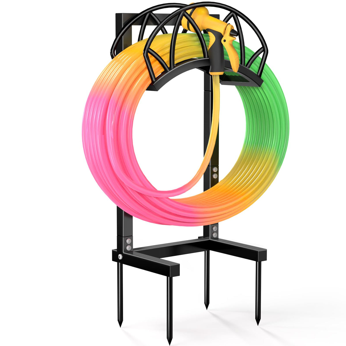 HZE garden hose holder stand keeps hoses tidy beside the spigot