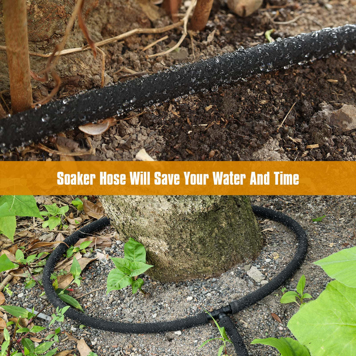 HZGREEN soaker hose easy installation for neat, weed-free garden beds.