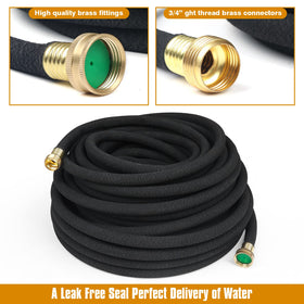 HZGREEN soaker hose laying along garden beds for slow, uniform watering.