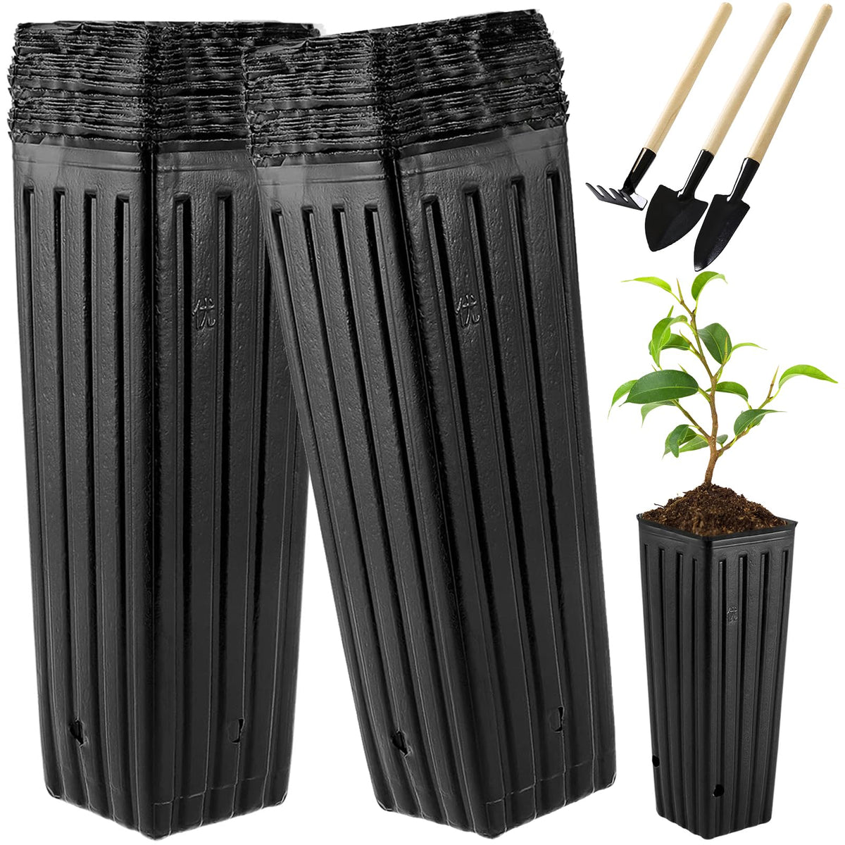 Hzloyat deep nursery pot, 12-inch height, supports strong root systems.