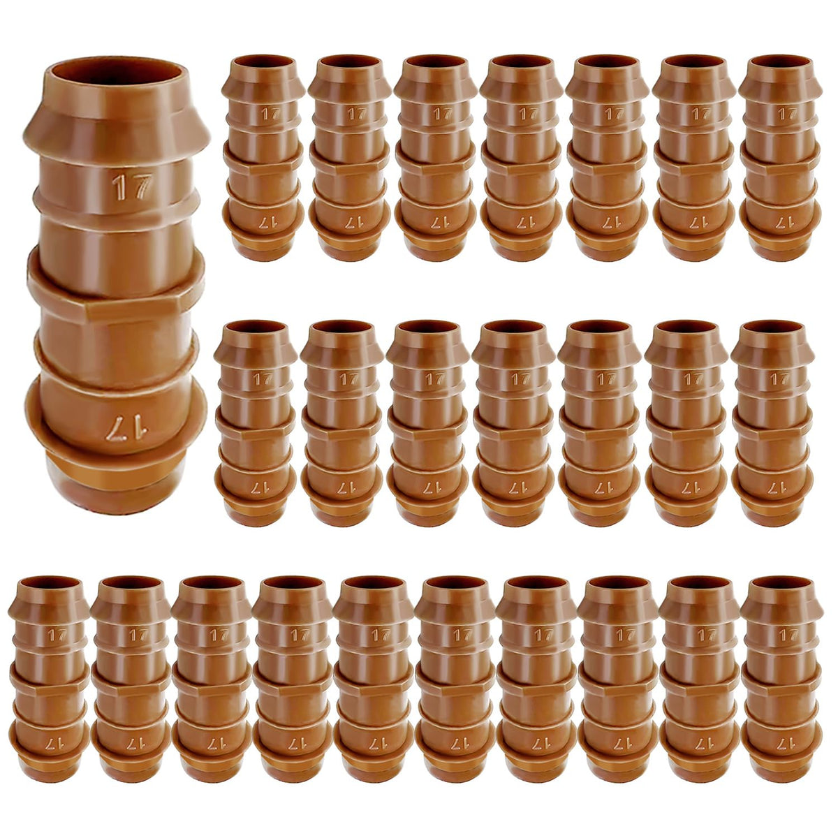 HZMM 25-pack barbed coupling for 1/2 inch tubing ensures a leak-proof drip connection.