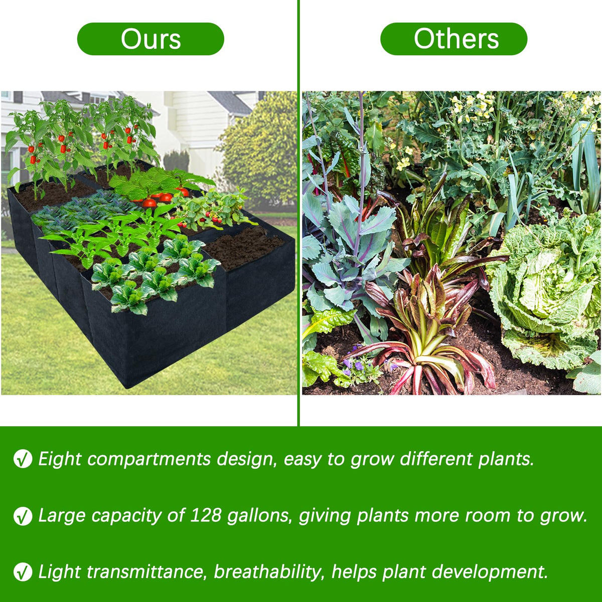 HzNzYHD breathable non-woven fabric promotes healthier root development and air circulation.