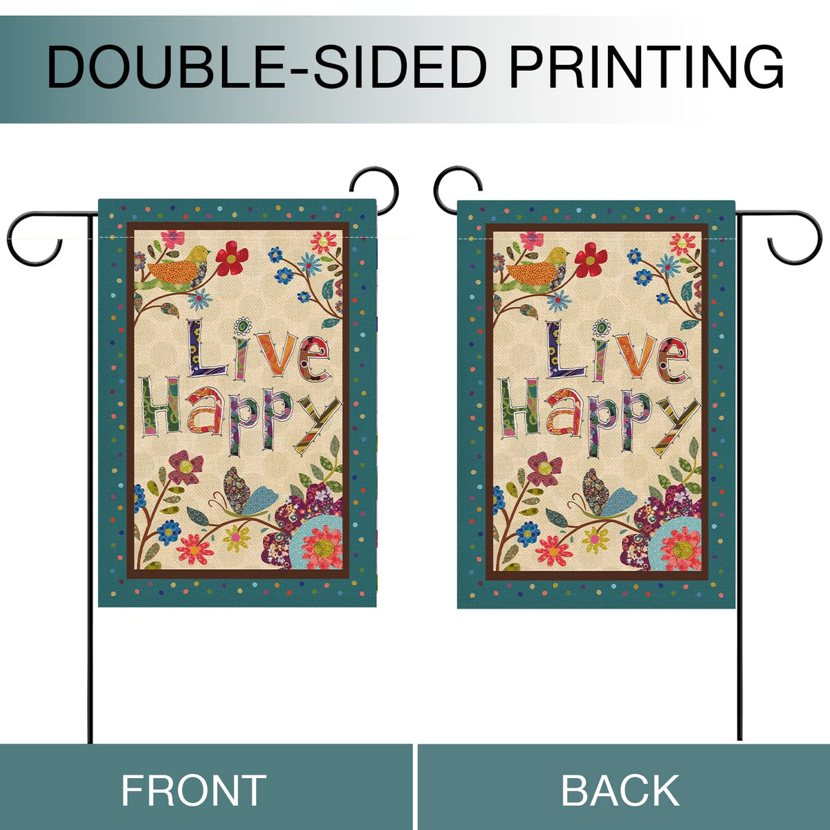 Hzppyz double-sided garden flag visible from both sides.