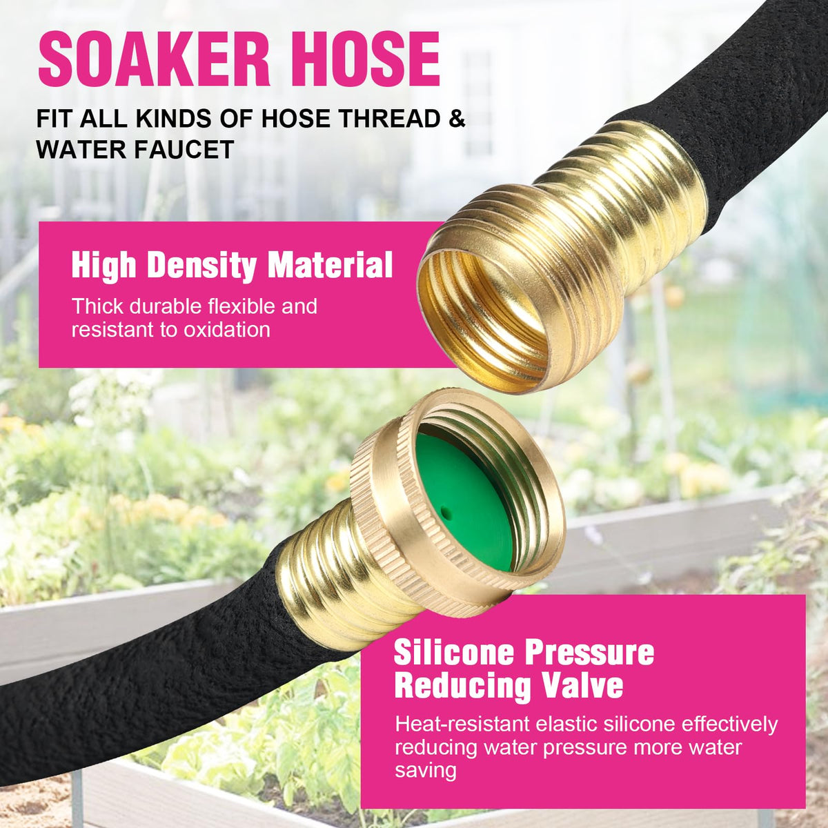 HZYOUMU round soaker hose premium material resists cracking and weathering.