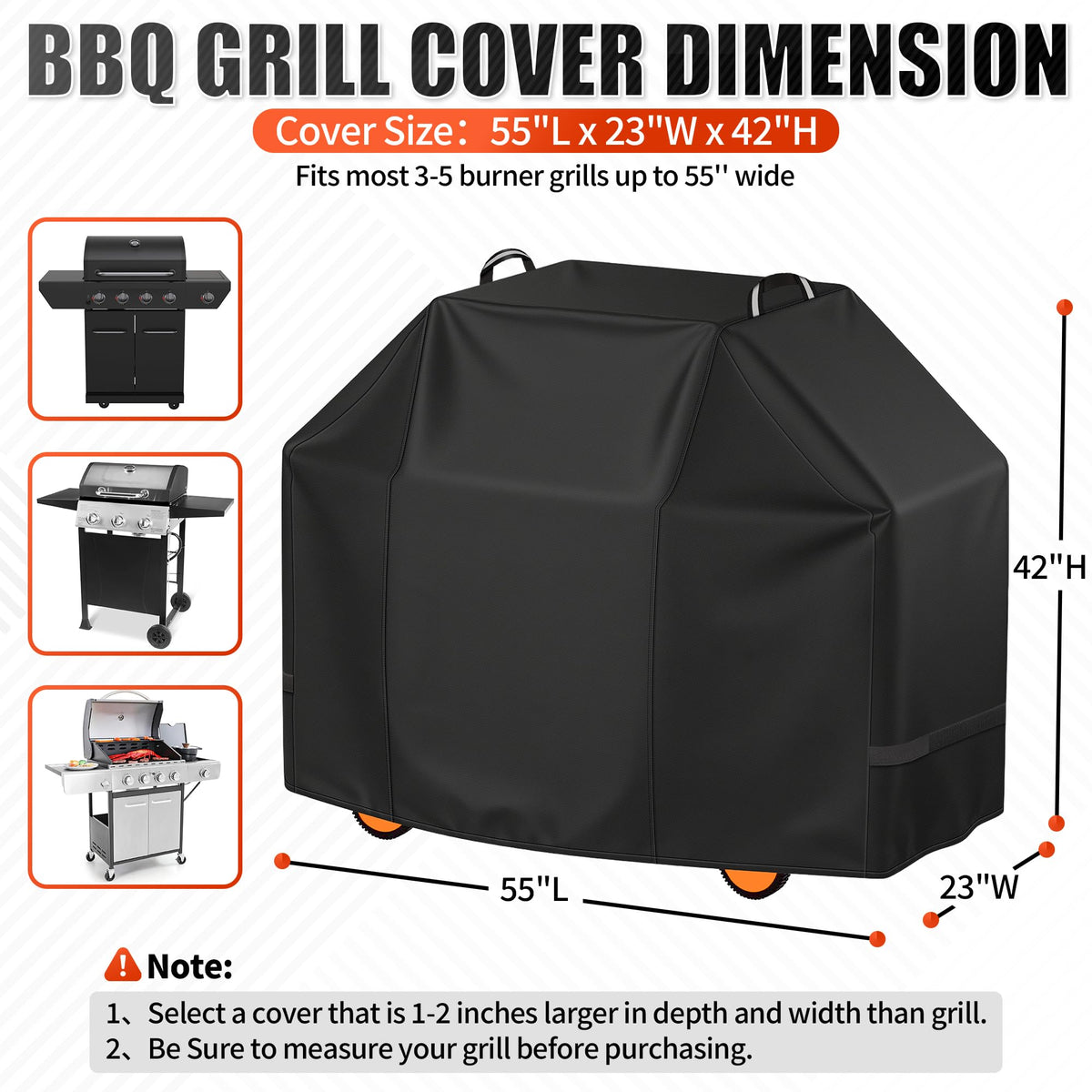 i COVER grill cover uses waterproof Oxford fabric for durable weather resistance.