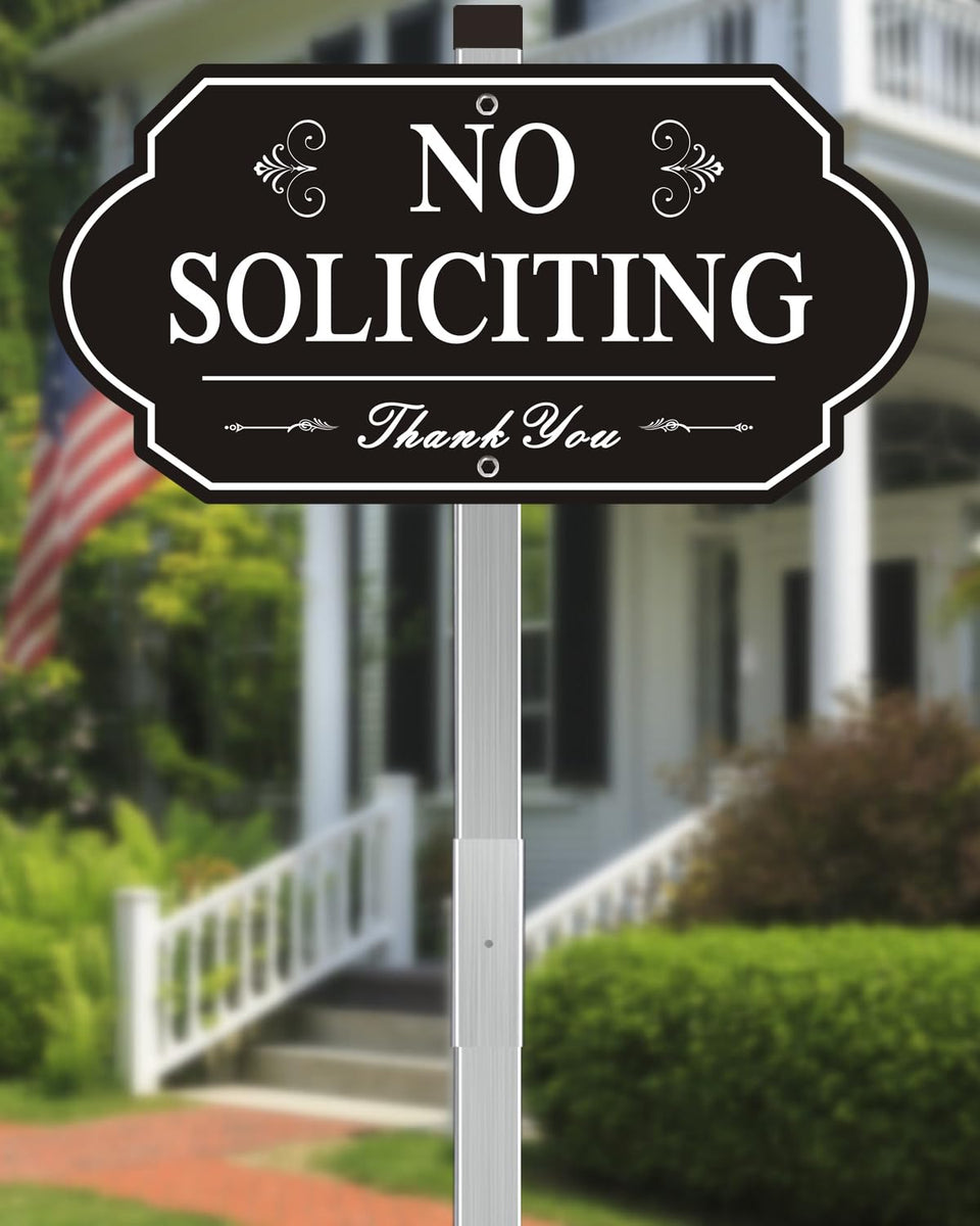 i-CowFun heavy-duty no soliciting sign front view with clear boundary messaging