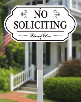 i-CowFun heavy-duty no soliciting sign front view with high contrast for clear notice