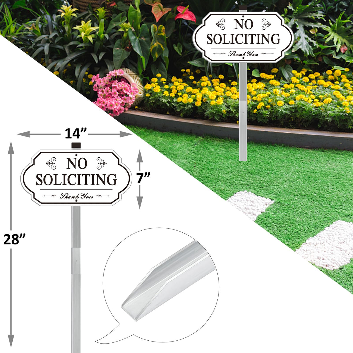 i-CowFun sign with 28 inch stake height clearly visible in yard setting