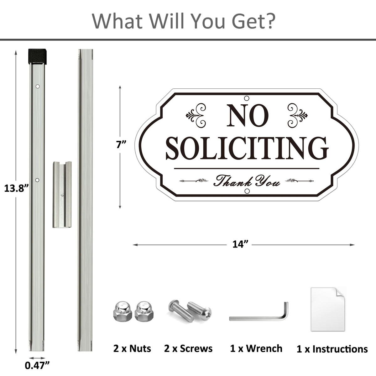 packaged i-CowFun no soliciting sign including wrench and fasteners