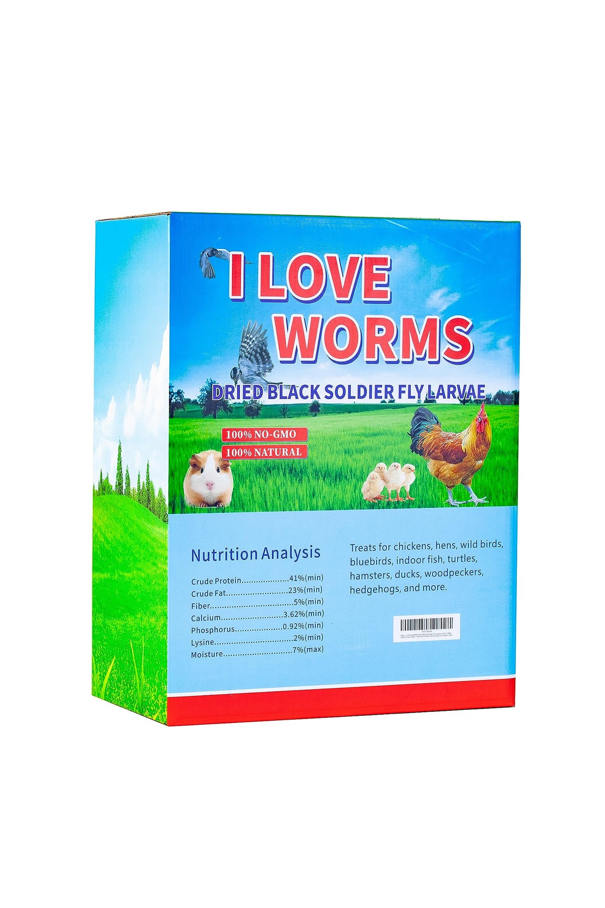 I LOVE WORMS BSFL calcium-rich larvae close-up highlights protein and calcium.