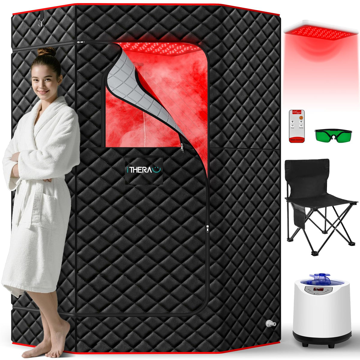 I-THERA-U XL infrared sauna box front view with spacious interior