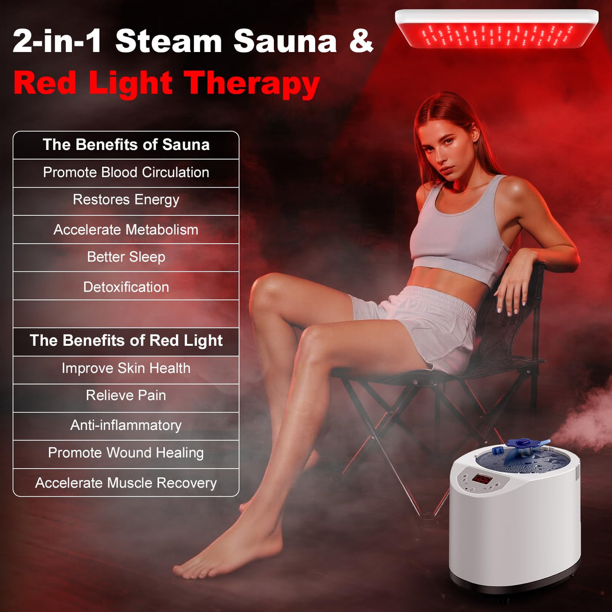 I-THERA-U XL red light lamp inside tent with targeted exposure