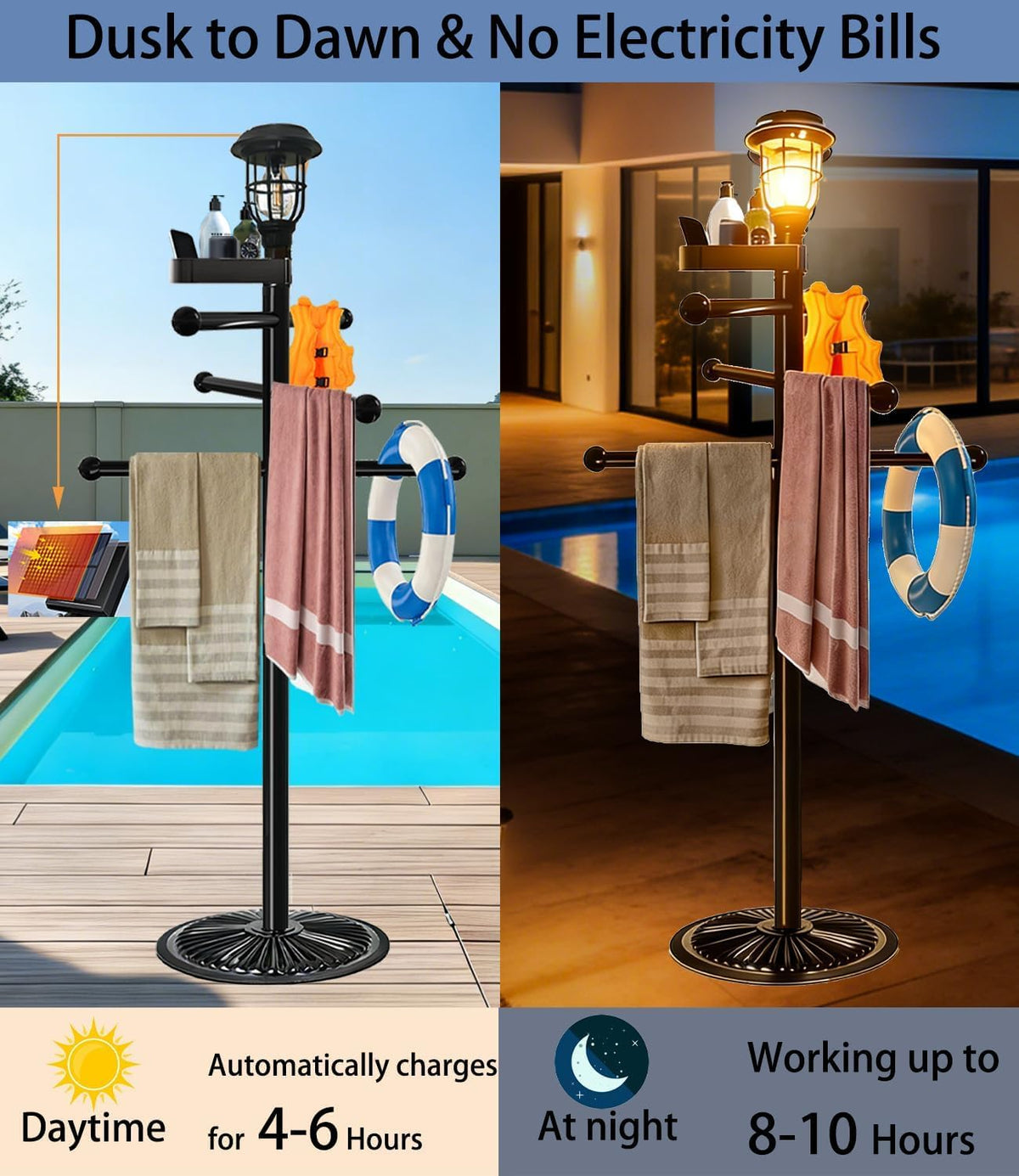 i365amz towel rack holds six towels for quick poolside drying
