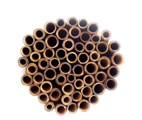 IA Crafts bamboo tubes close-up shows natural, untreated bamboo for safe bee housing.