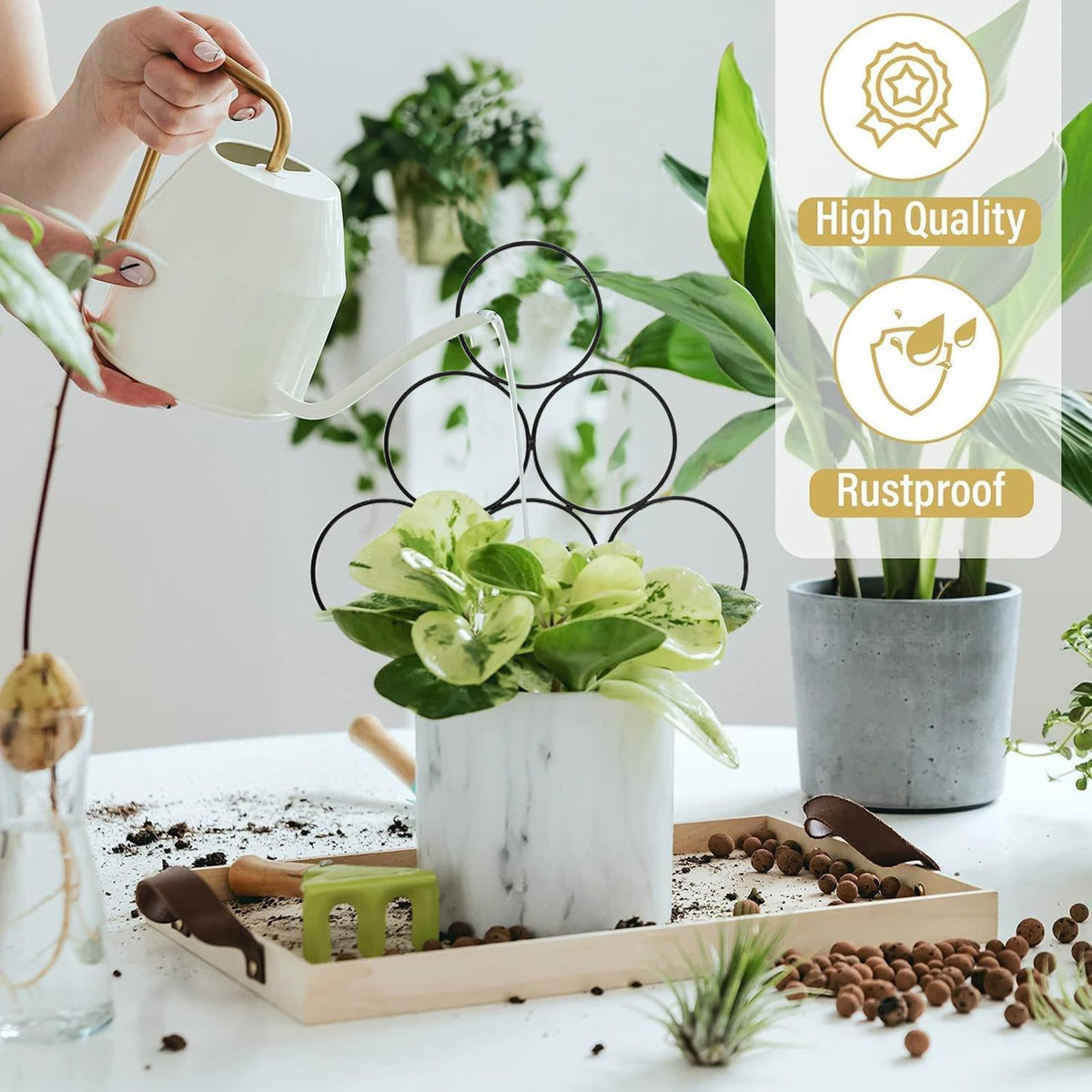 IA Garden trellis includes nine cable ties for quick setup.