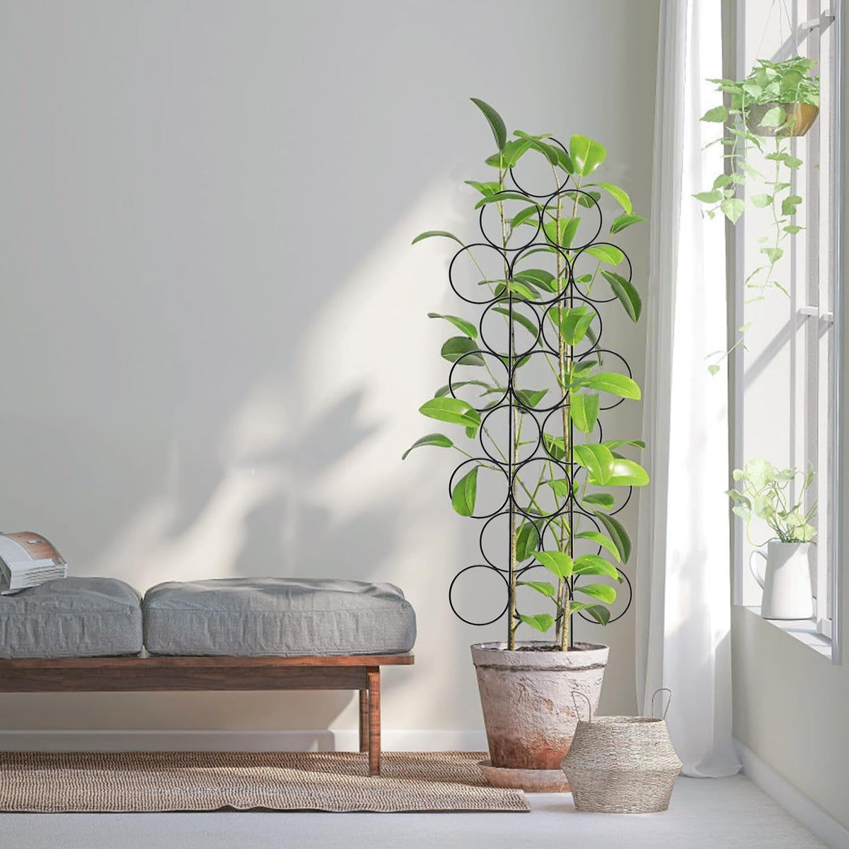 IA Garden trellis fits 14.2-inch tall plants in small spaces.