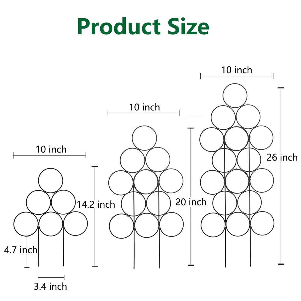 IA Garden trellis features compact round iron rings for tidy vine growth.