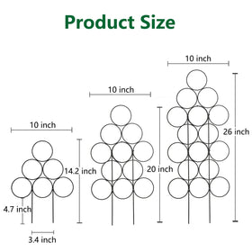 IA Garden trellis features compact round iron rings for tidy vine growth.