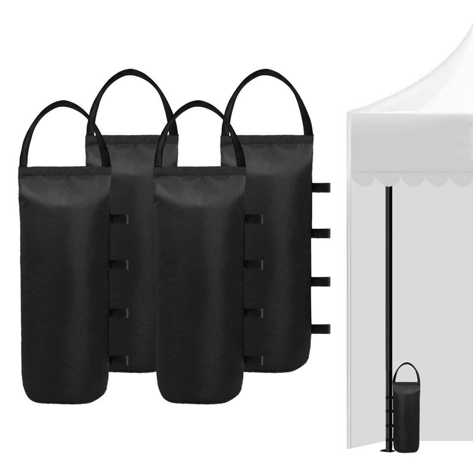 IALNAI canopy weights 4-pack stabilizing a pop-up tent against wind.