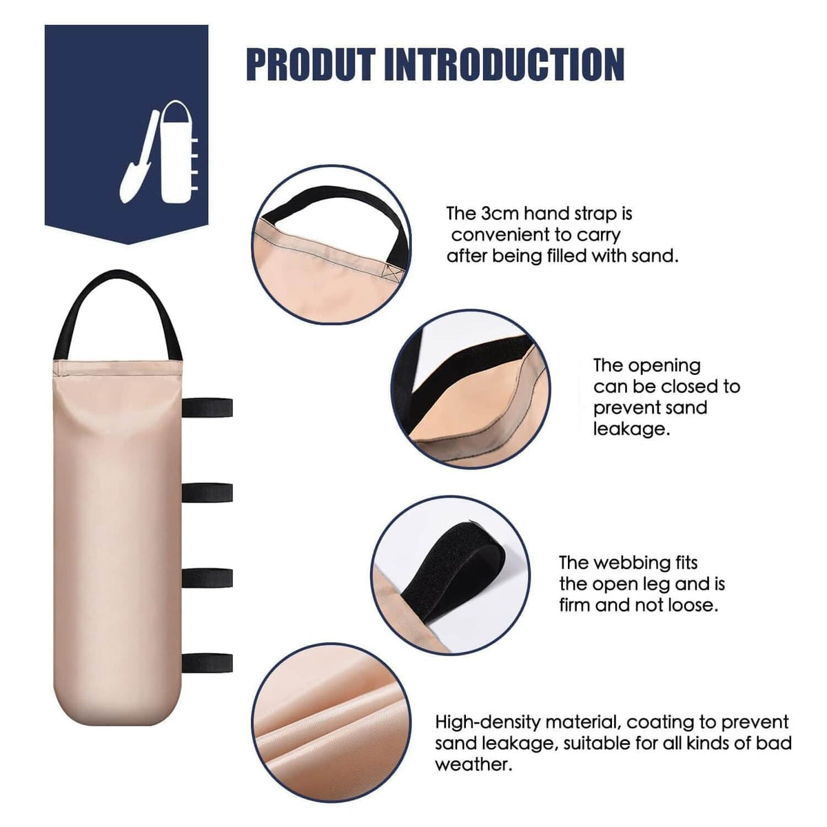 IALNAI cylindrical sand bags shape for even weight distribution.