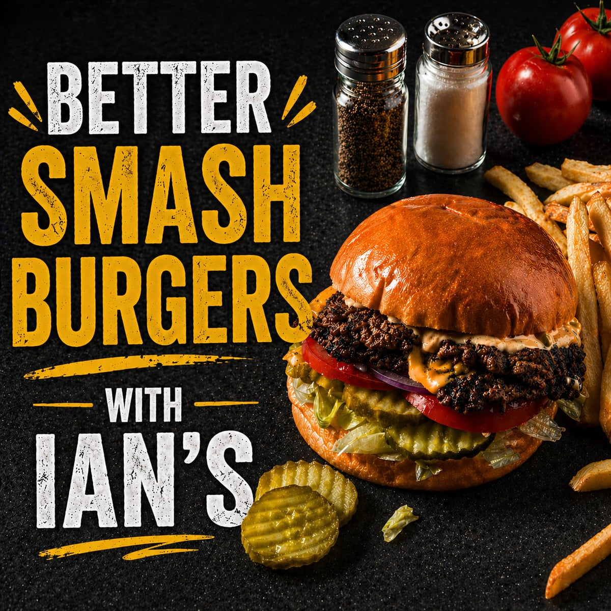 IAN's Smash Burger Press 6.5-inch side view shows comfortable grip handle for controlled pressing.