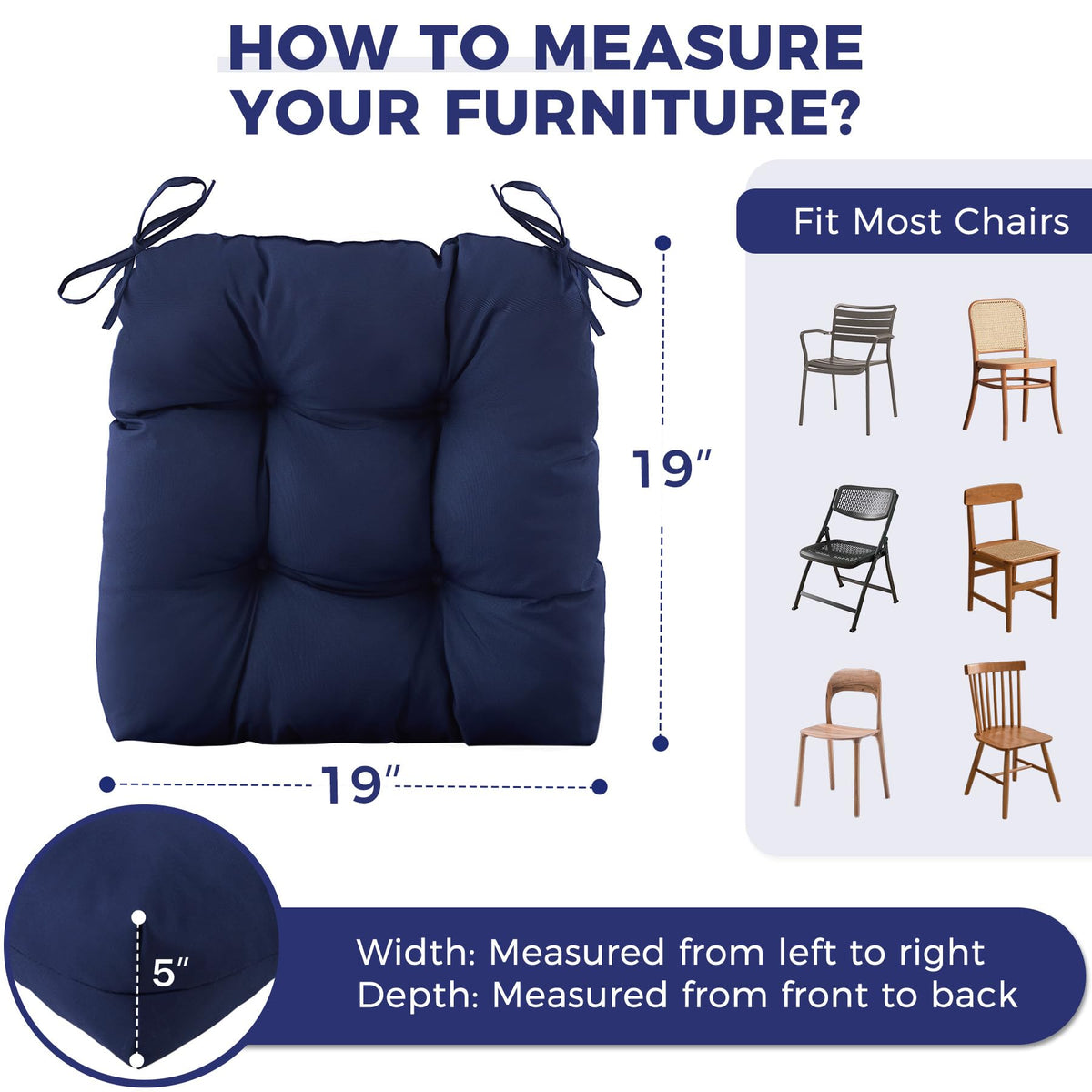IASEAHK outdoor chair cushions set 2 side view showing non-slip bottom