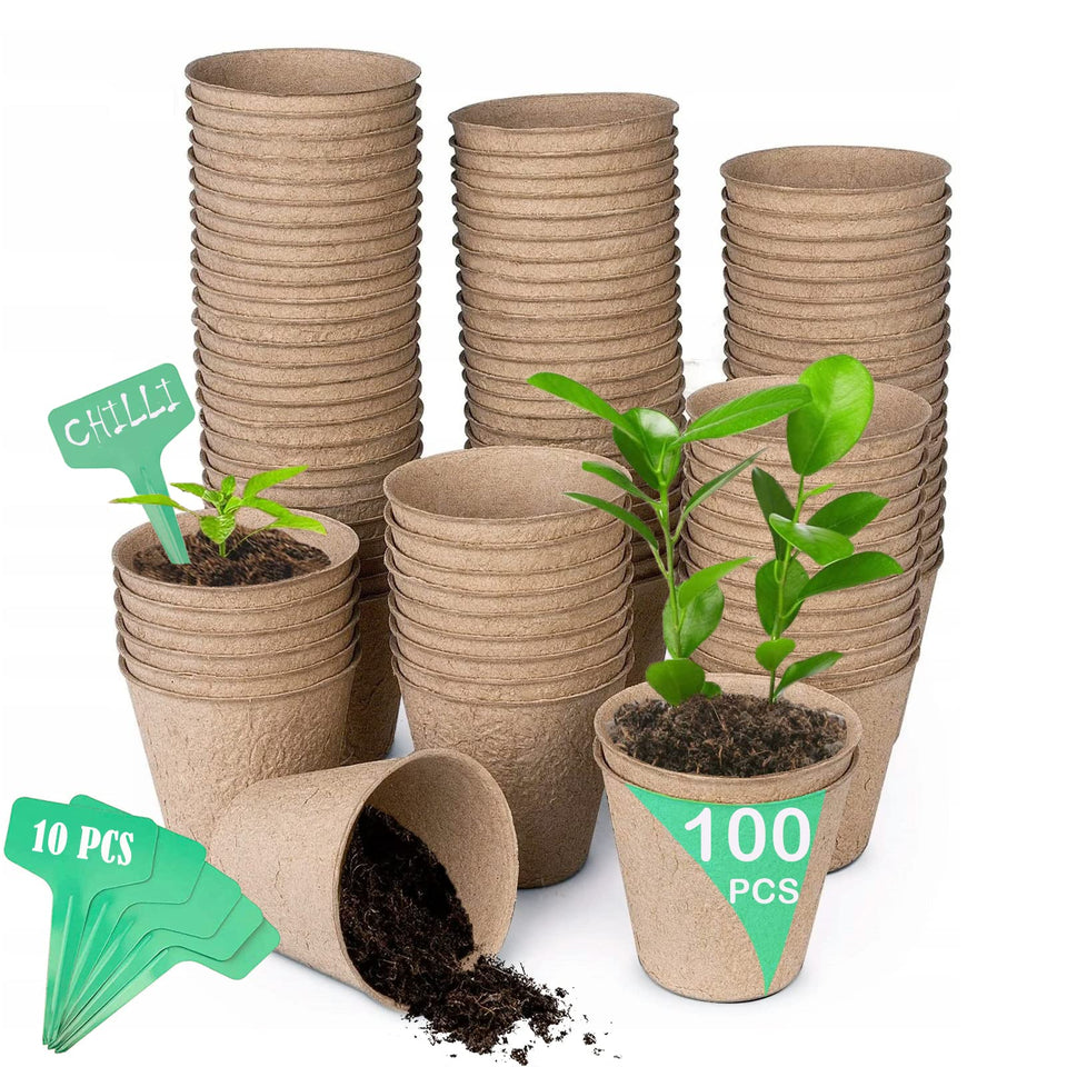 IAXSEE peat pots 100-pack packaging display for easy garden prep.