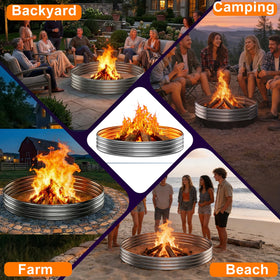 IBGUC 60in fire pit ring for camping and backyard bonfires.