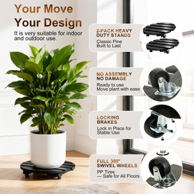 IBGUC heavy-duty wheeled plant stand showcasing large pot support and indoor outdoor use