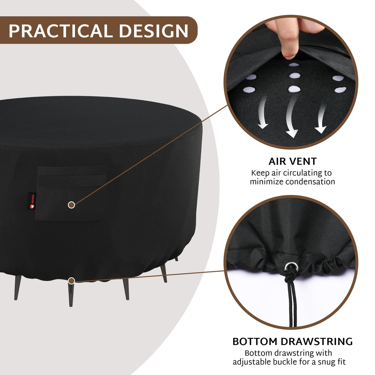 iBirdie 600DOxford canvas closeup highlights durable outdoor use