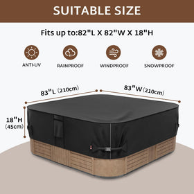 iBirdie 83x83 cover side view protects spa from wind and weather