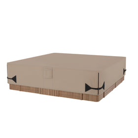 iBirdie 85x85 outdoor hot tub cover front view protects from rain and debris