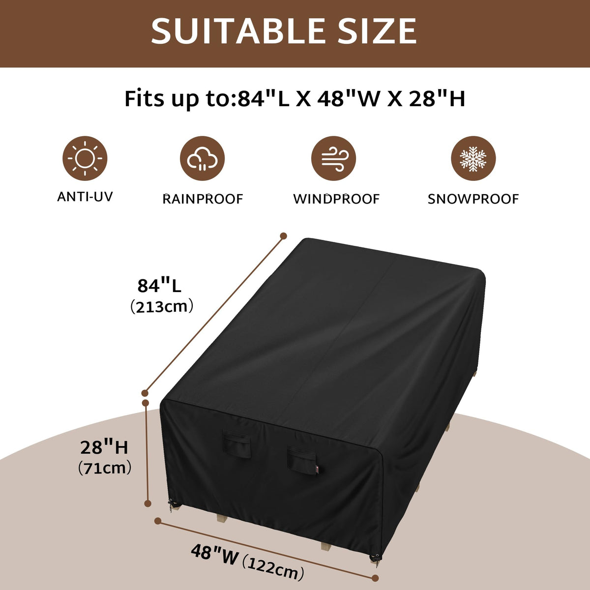 iBirdie cover with windproof-straps secures in windy conditions.