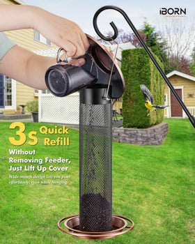 iBorn 17 cm weatherproof roof shelters the seed from rain and wind.