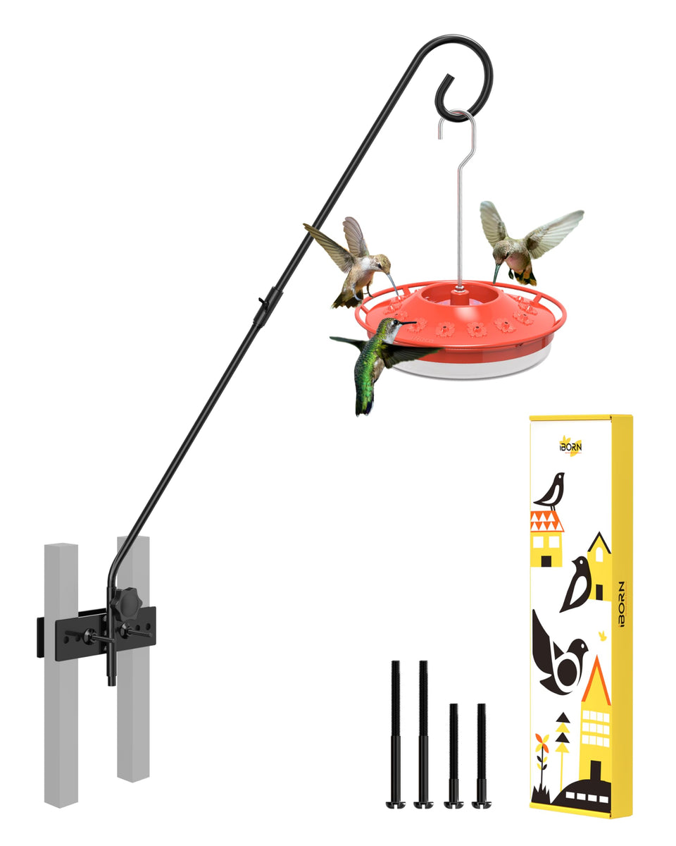 iBorn 28-inch deck hook with rail-mount bracket for secure bird feeder setup.