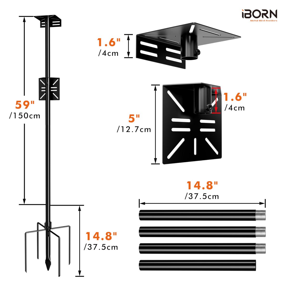 iBorn 5-prong ground base anchors firmly against wind and wildlife