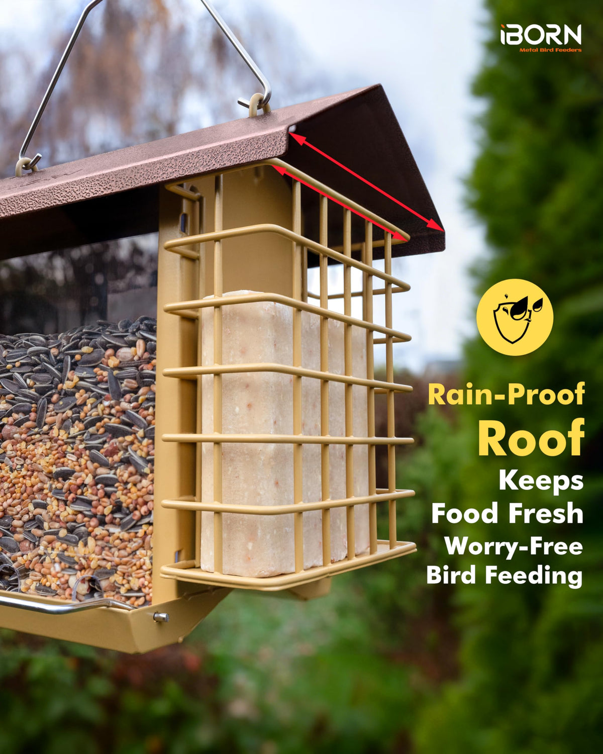 iBorn anti-squirrel hook design prevents theft of bird food