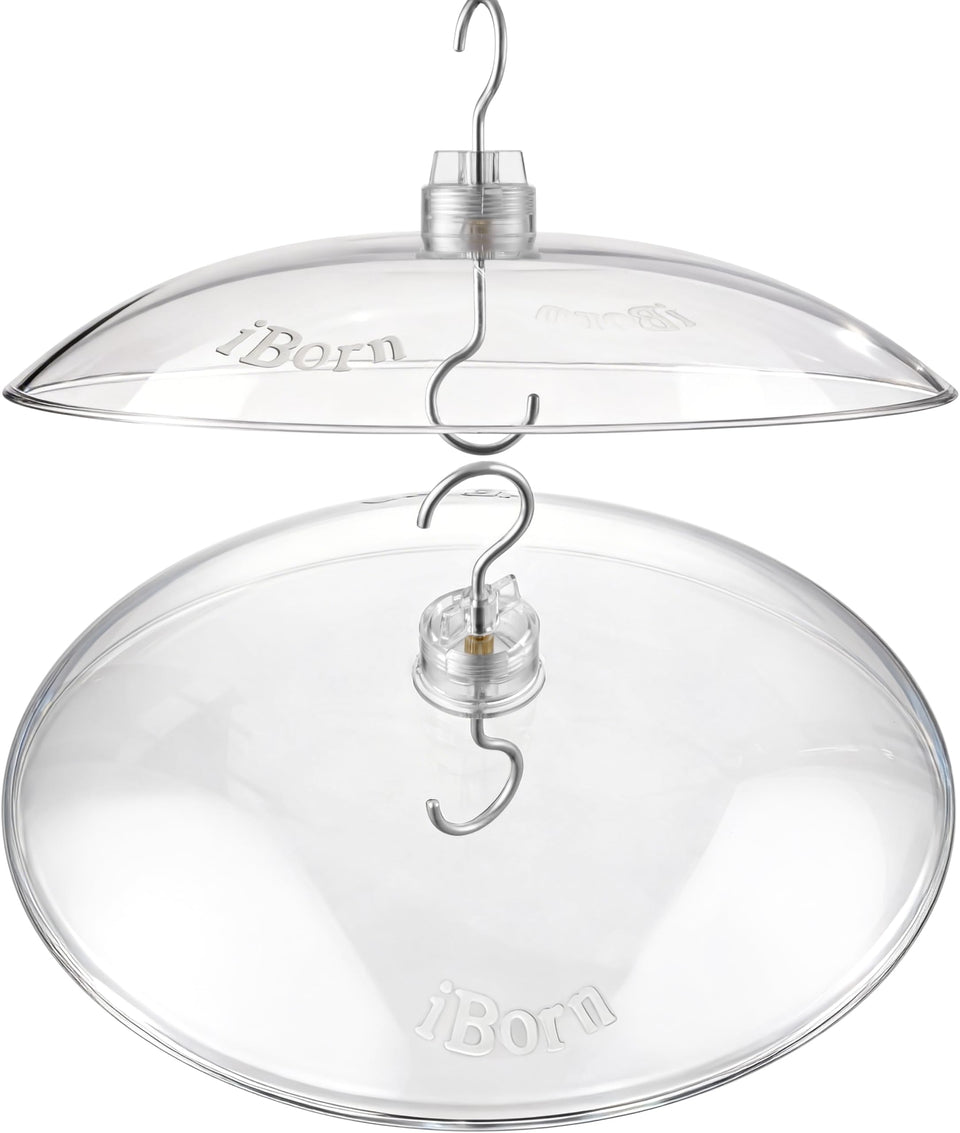 iBorn 13-inch baffles cover the feeder, protecting seeds from rain.