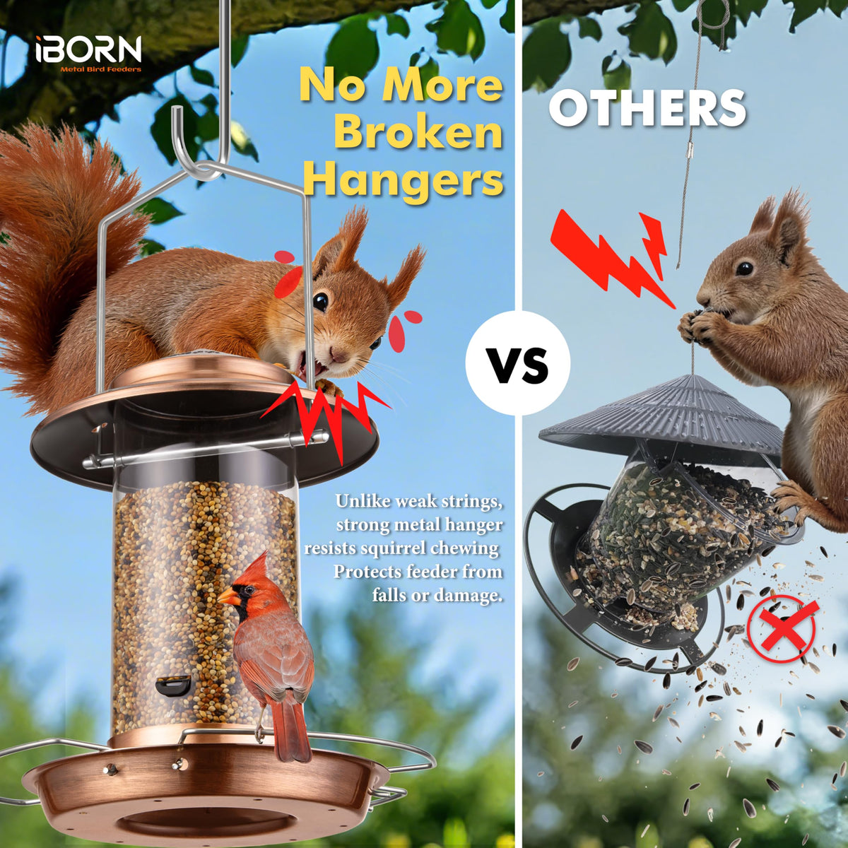 iBorn bird feeder three foldable perches offer comfortable landings.