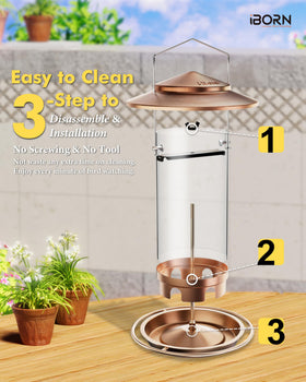 iBorn fixed stainless steel hanger prevents wind swing.