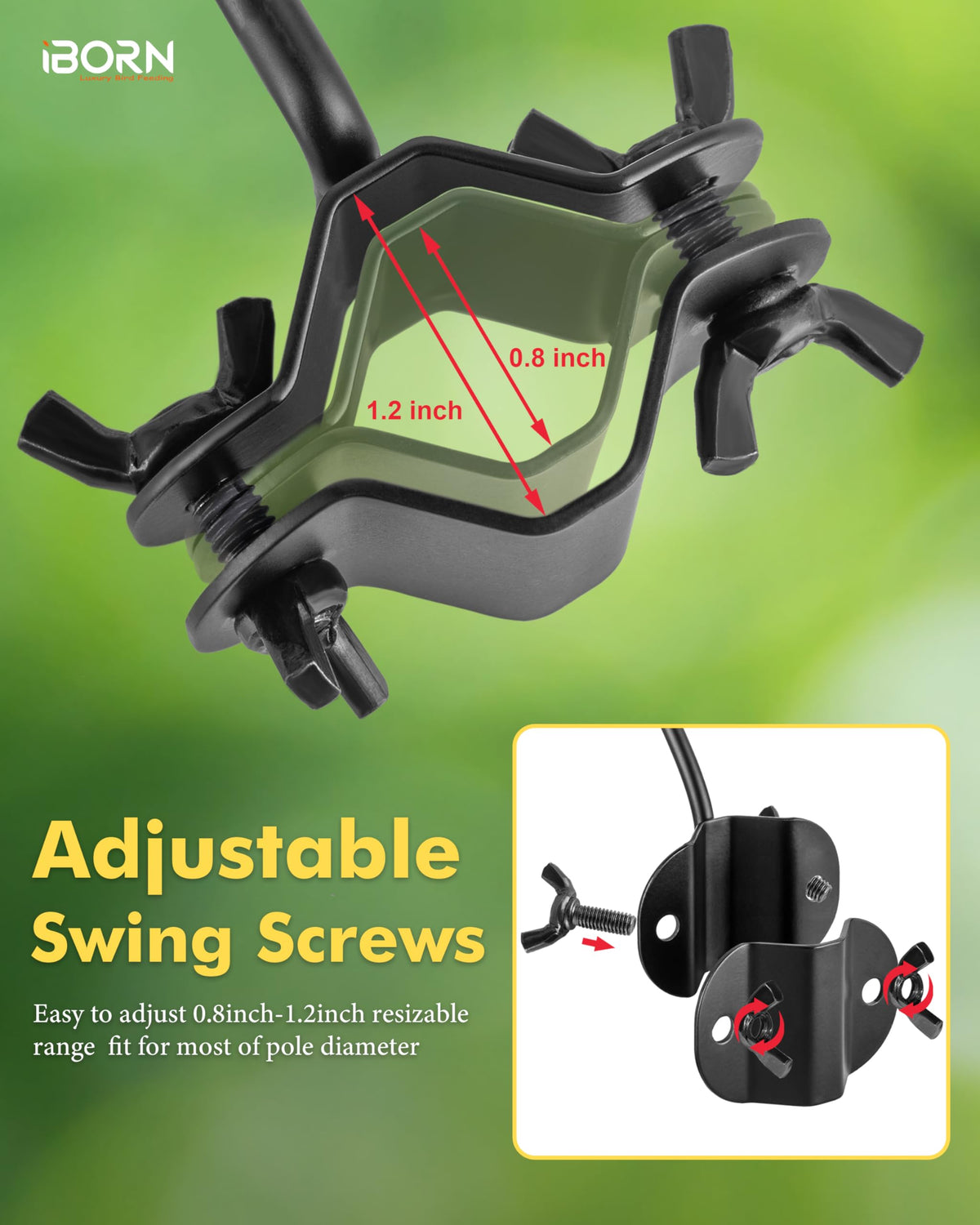 Compatible with 0.8–1.2 inch poles and shepherd hooks.